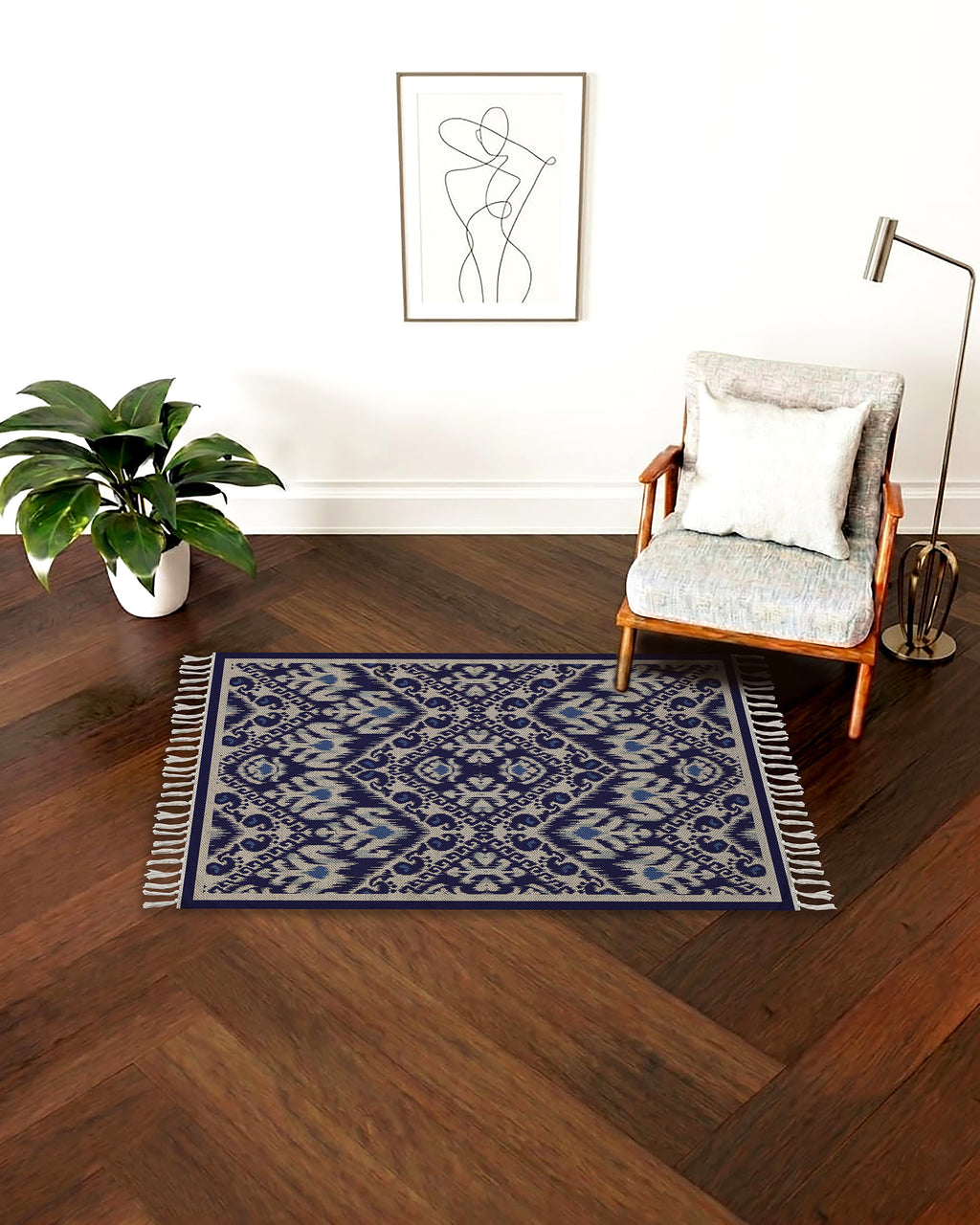 Indigo Ikat Charm Dhurrie