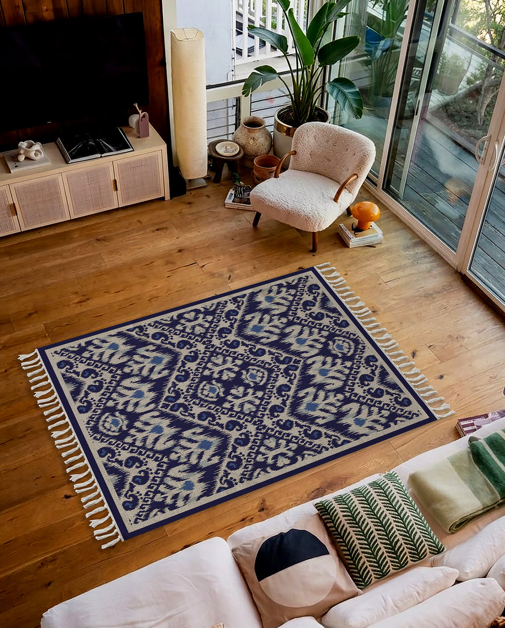 Indigo Ikat Charm Dhurrie