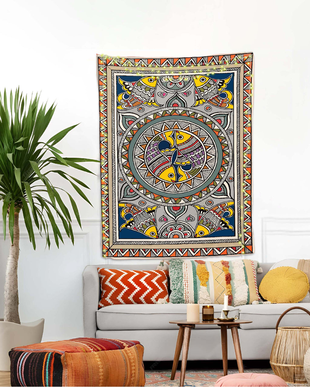 Madhubani Art Cotton Tapestry