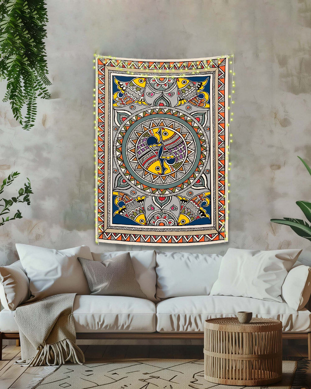 Madhubani Art Cotton Tapestry