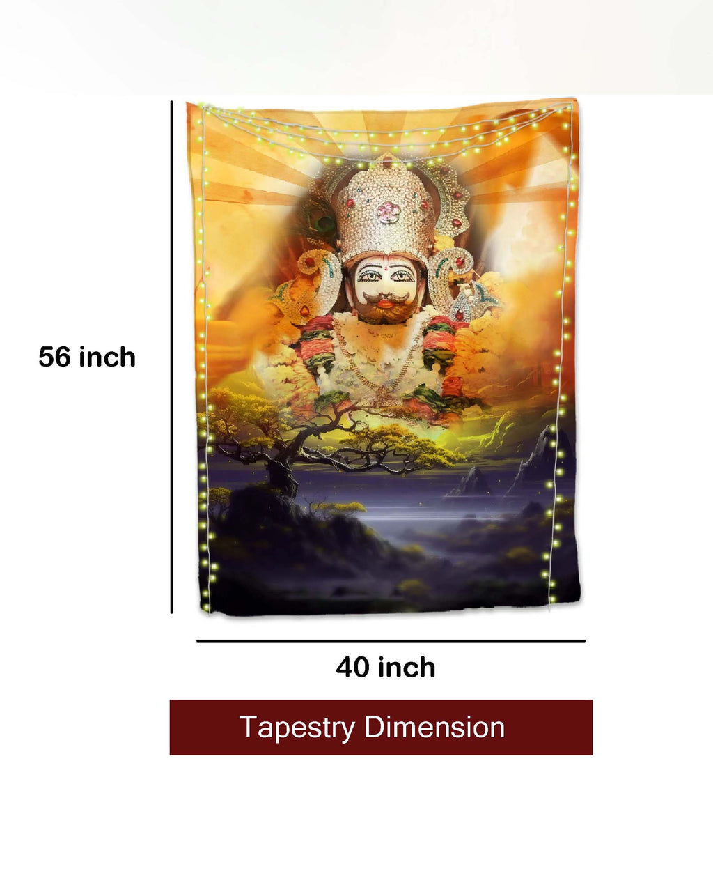 Baba Shyam Golden Aura Wall Tapestry