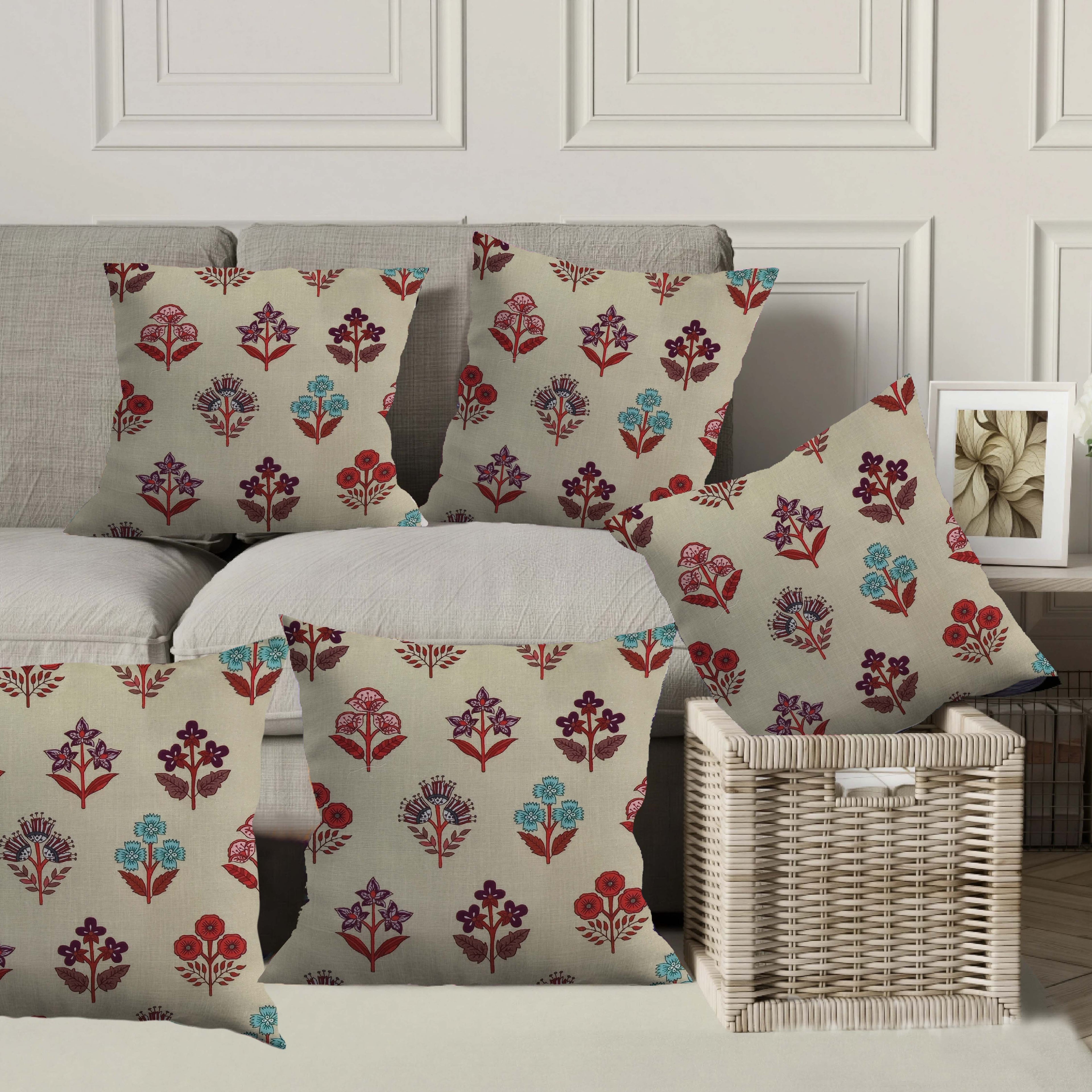Rustic Flora Cushion Cover 5 Pcs set 16x16 inches