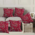 Red Vine Motif Cushion Cover 5 Pcs Set 16x16 inches