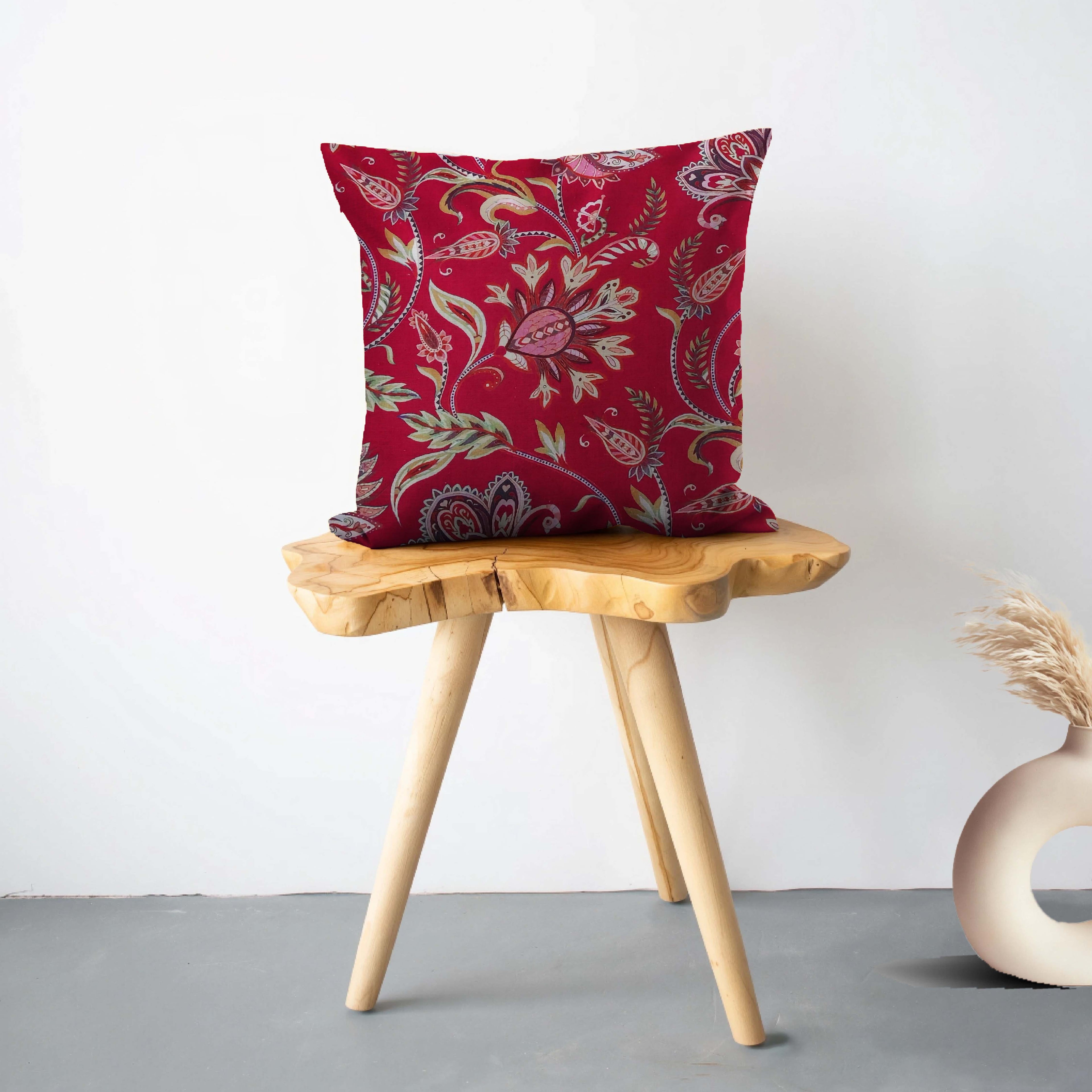 Red Vine Motif Cushion Cover 5 Pcs Set 16x16 inches