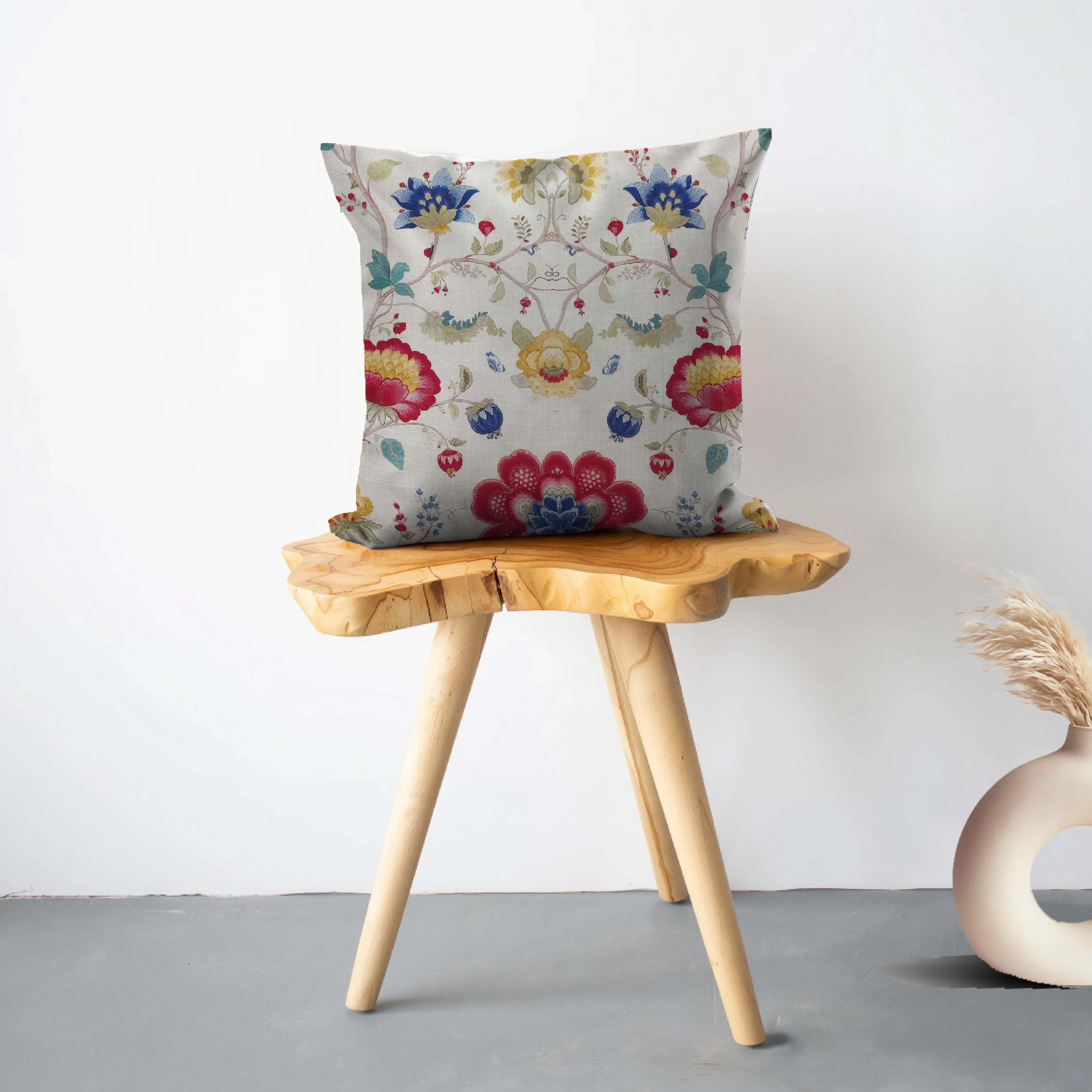 Utsav Flora Cushion Cover Red & White 5 Pcs Set, 16x16 inches