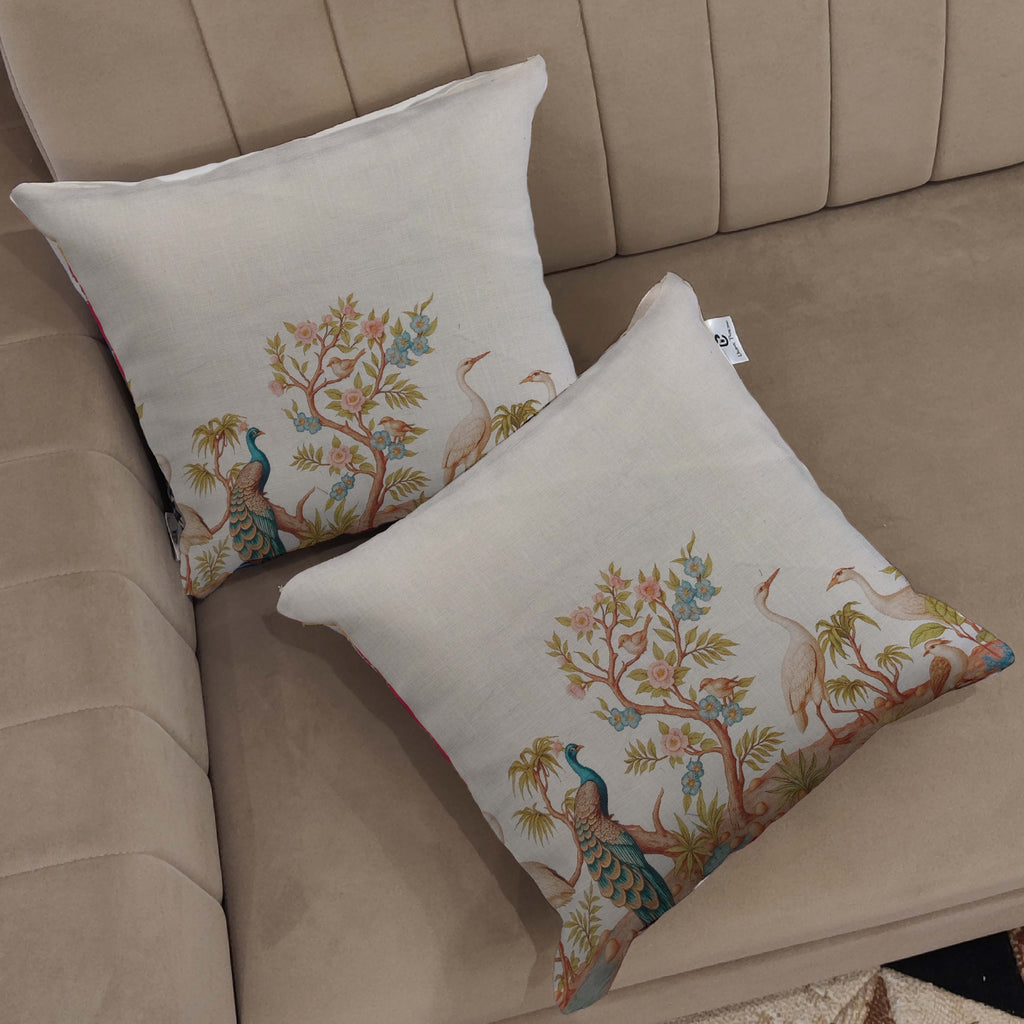 Serene Garden Birds Luxury Cushion Cover