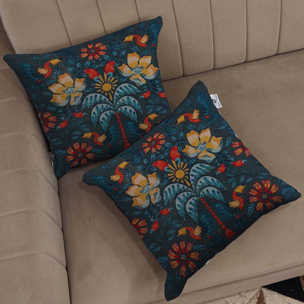 Midnight Folk Bloom Cushion Cover