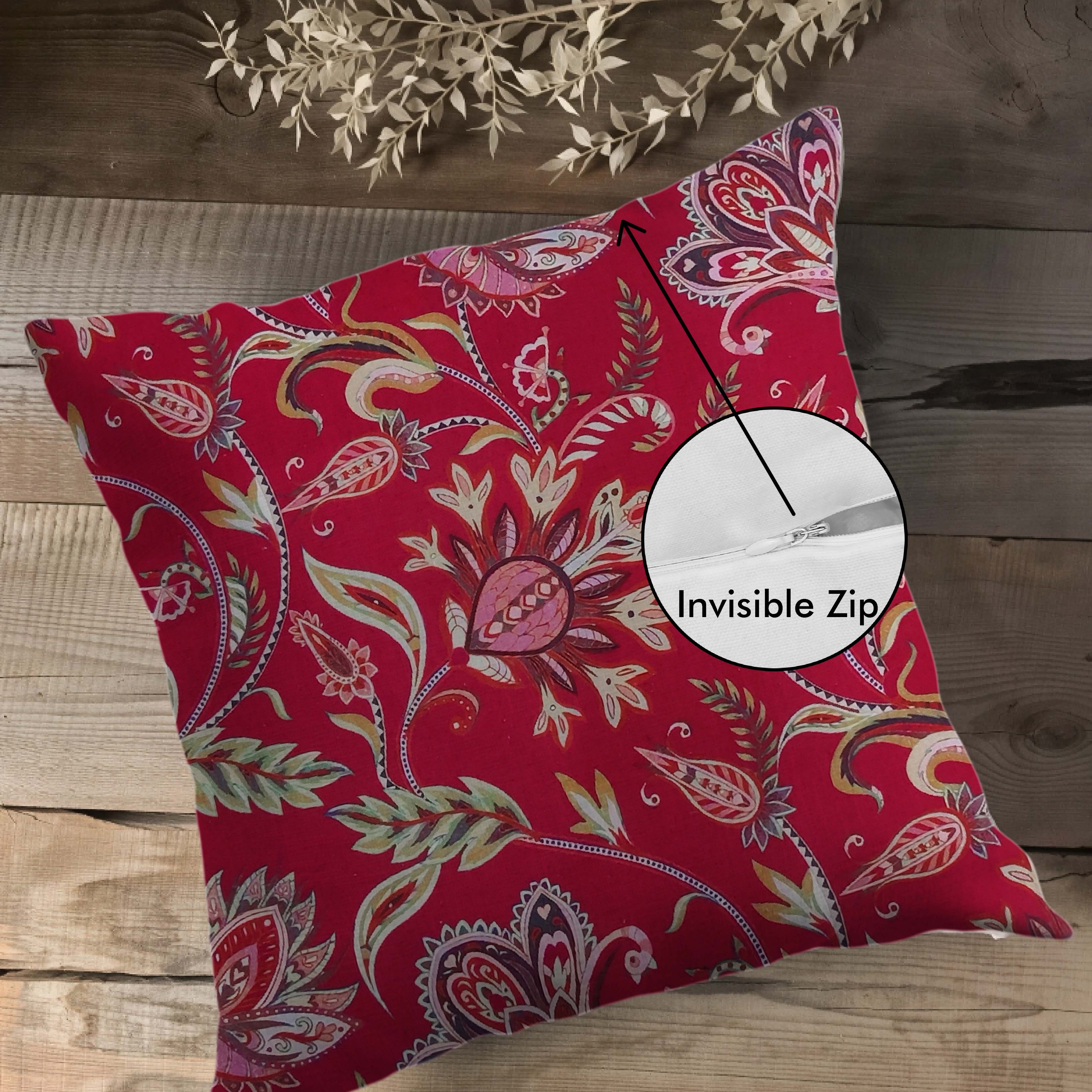 Red Vine Motif Cushion Cover 5 Pcs Set 16x16 inches