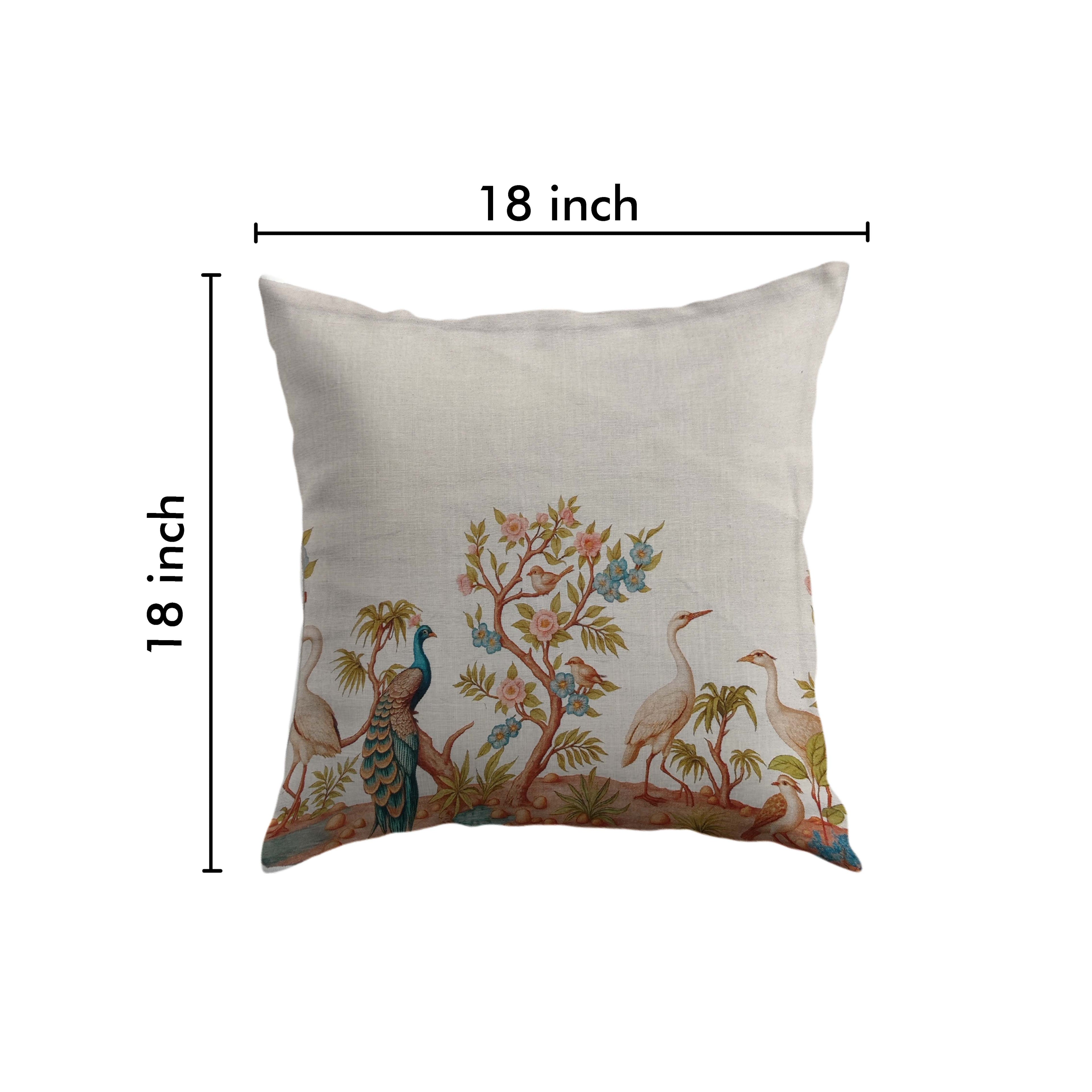 Serene Garden Birds Luxury Cushion Cover
