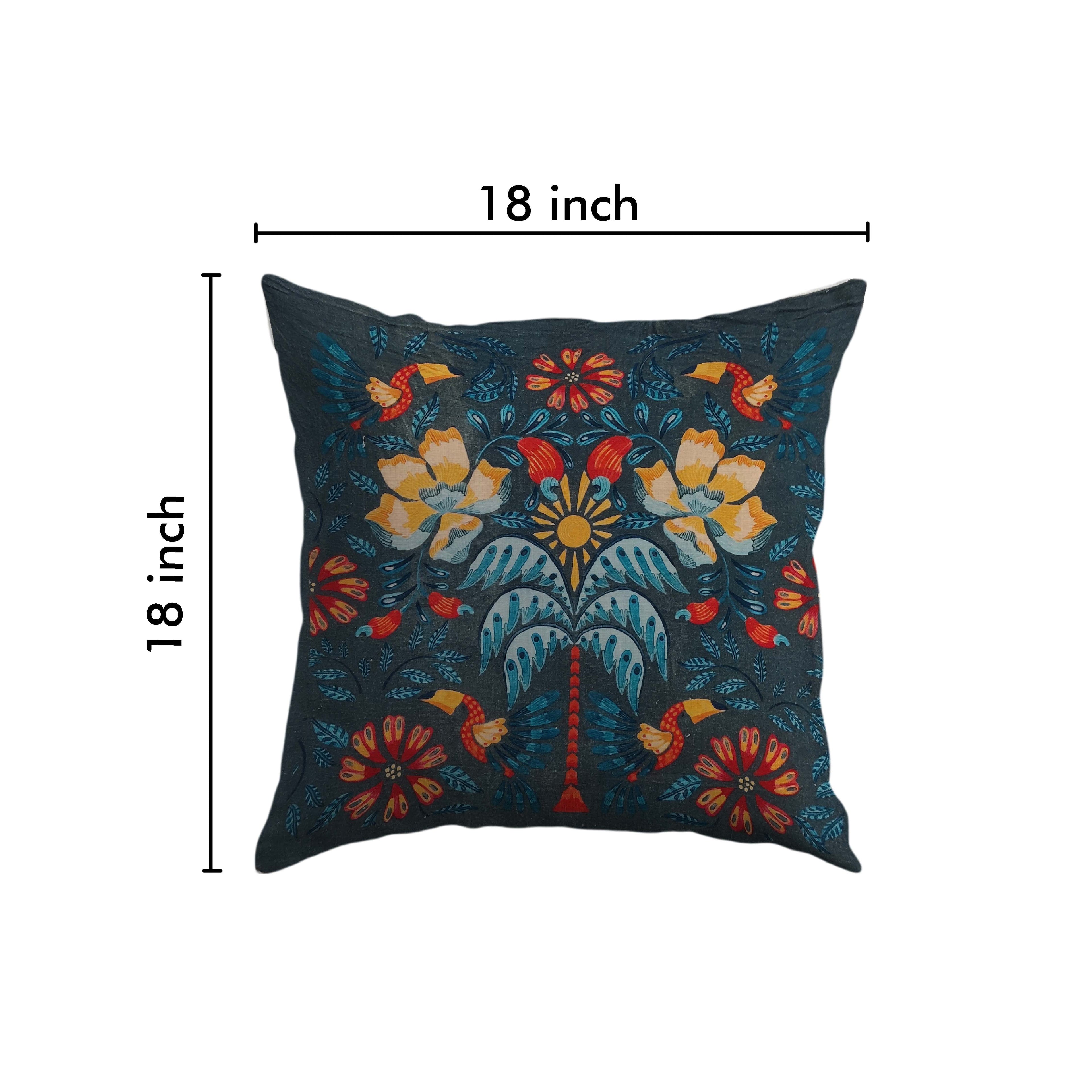 Midnight Folk Bloom Cushion Cover